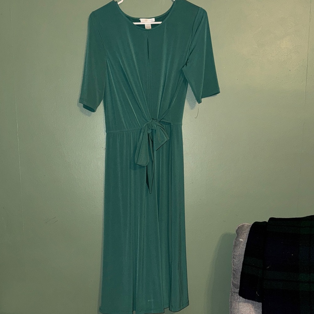 London Times Seafoam Green Keyhole Faux Wrap Dress Size 8